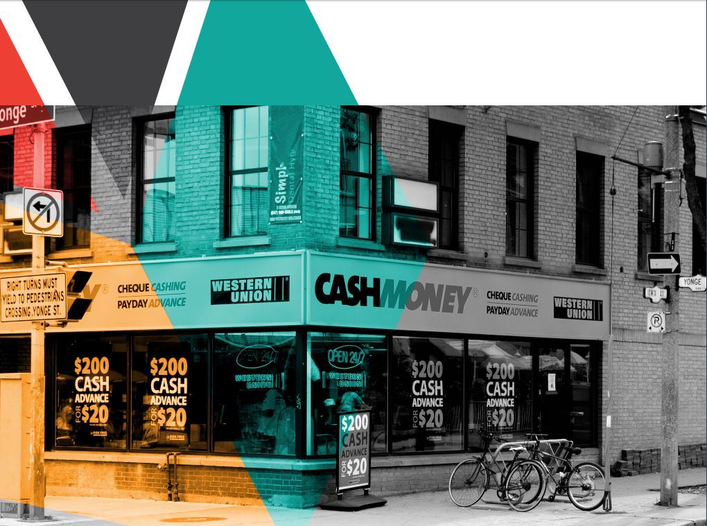 Stylized Cash Money payday loan storefront