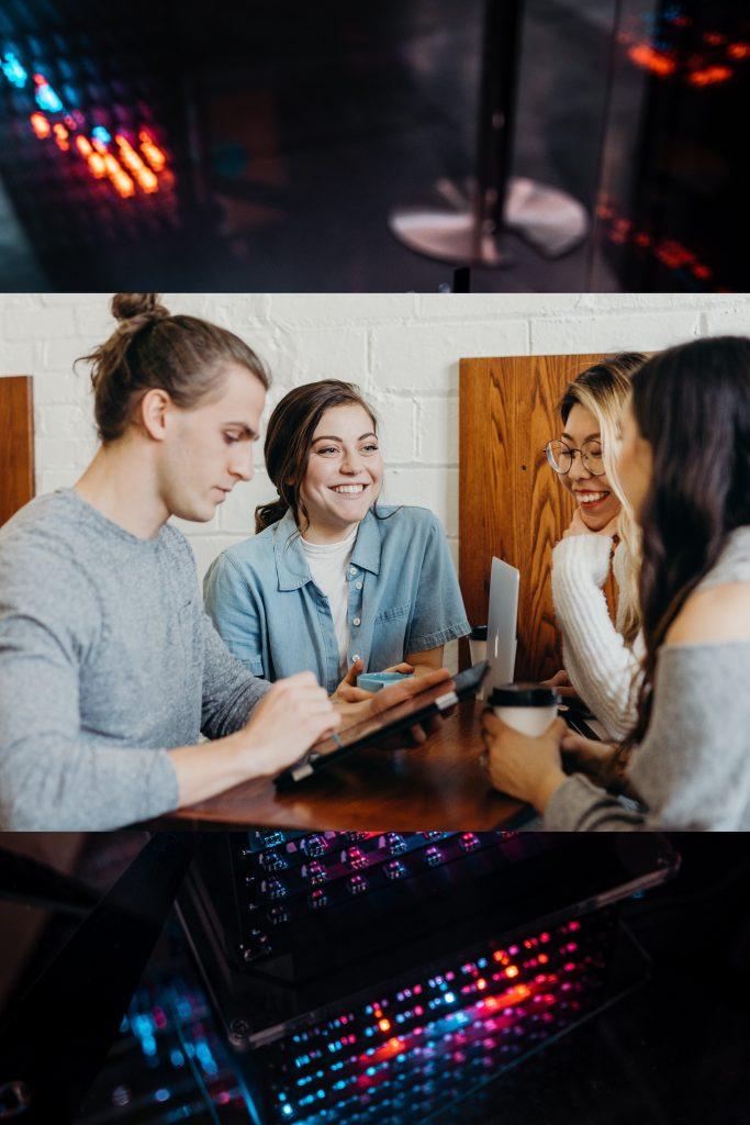 Four Students studying together